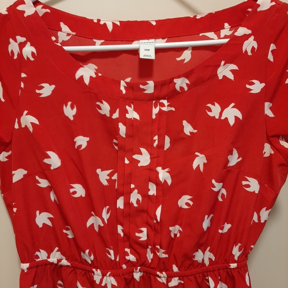 Old Navy, red bird dress, Size S - Picture 2 of 4